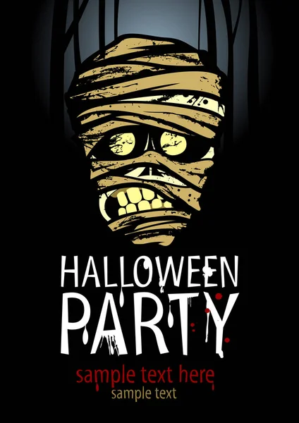 Halloween party poster with mummy — Stock Vector