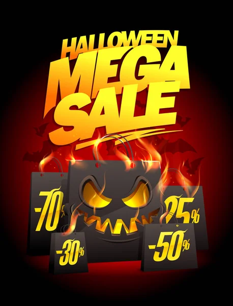Projeto de cartaz de vetor de venda mega Halloween — Vetor de Stock
