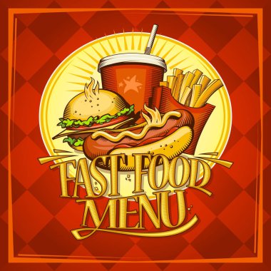 Sosisli sandviç ile fast food menü tasarım listesi