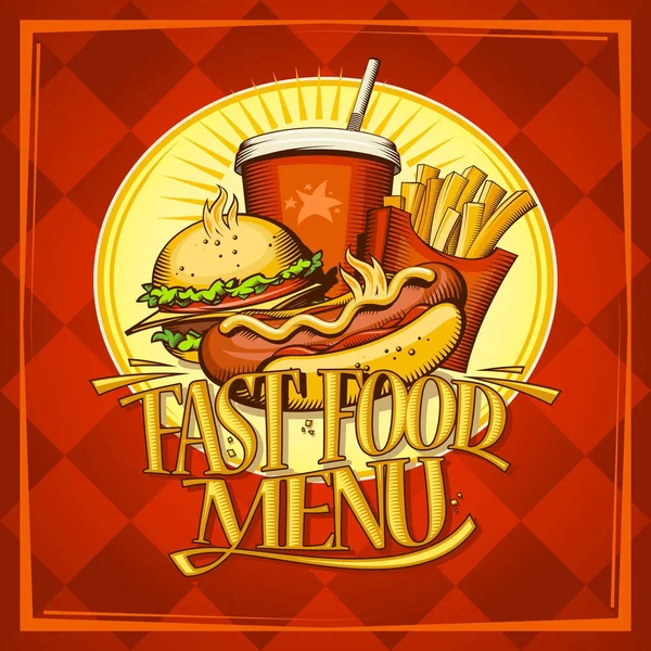 Fast food menu design seznam s hot dog — Stockový vektor