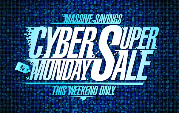 Cyber segunda-feira banner super venda —  Vetores de Stock