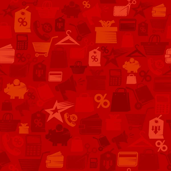 Padrão de venda vermelho com símbolos de compras —  Vetores de Stock