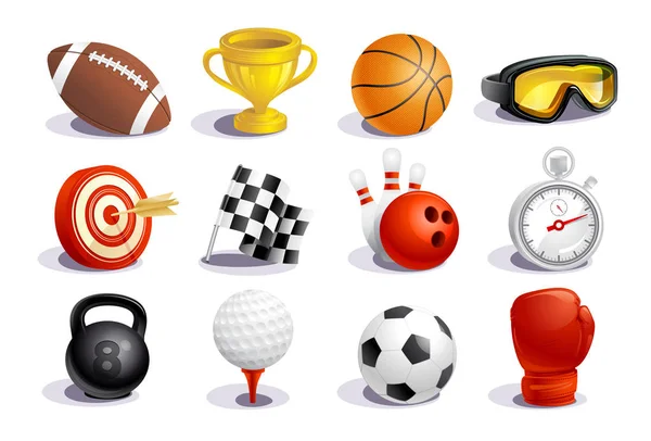 Símbolos desportivos e ícones conjunto vetorial — Vetor de Stock