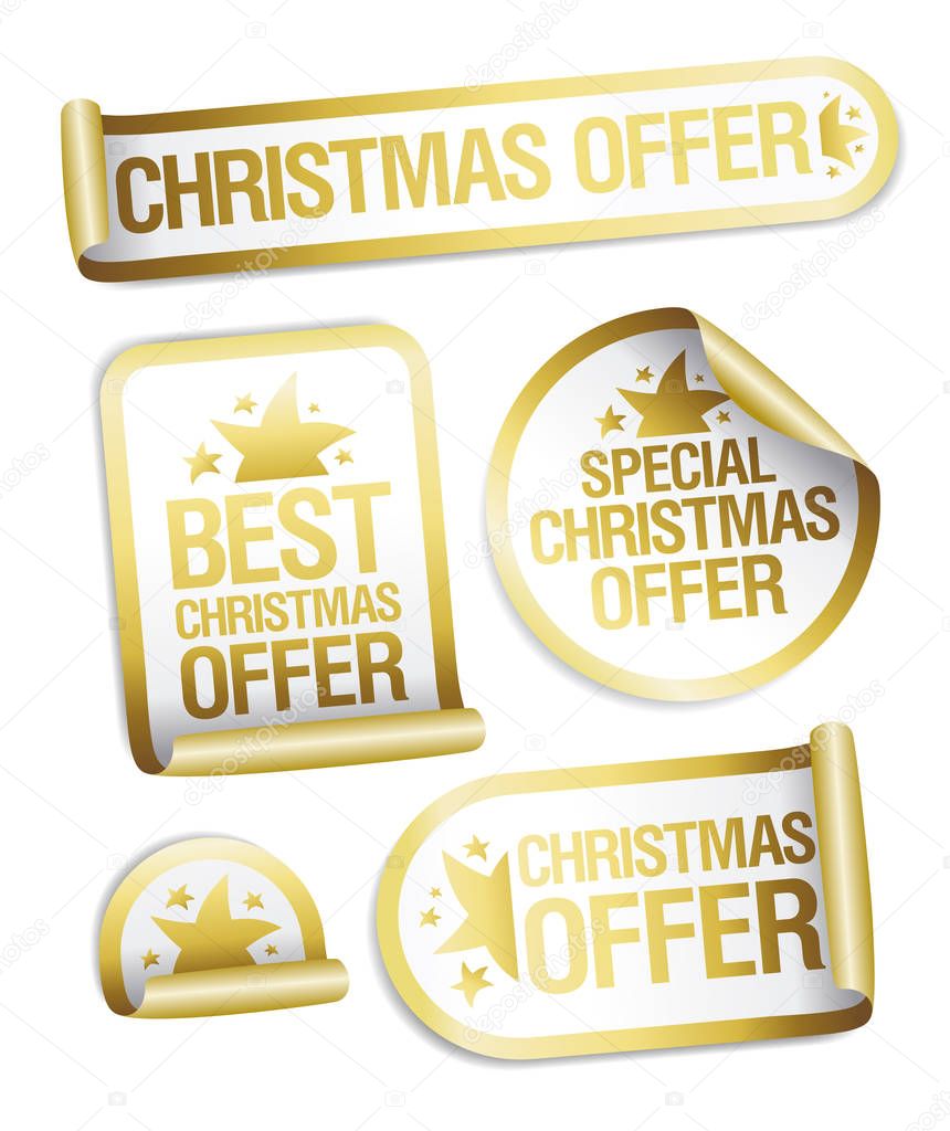 Christmas sale offer vector stickers