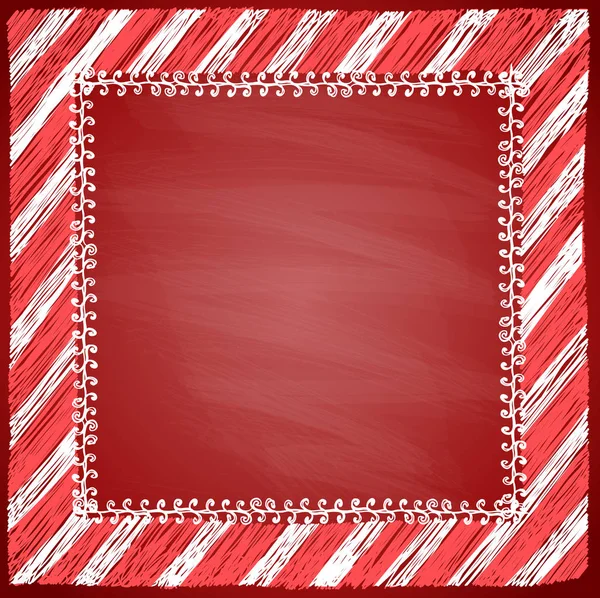Moldura de Natal com listras vermelhas em um fundo vermelho — Vetor de Stock