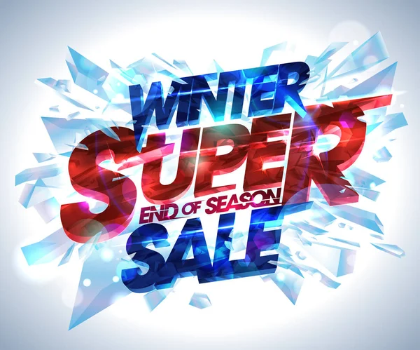 Winter super sale vector poster — Stock Vector