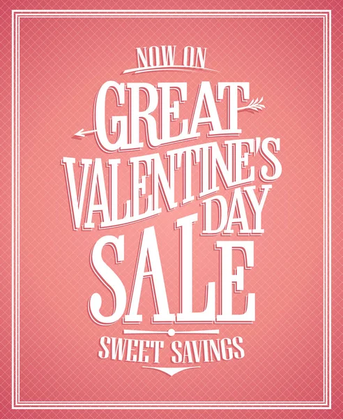 Grande San Valentino vendita poster design — Vettoriale Stock