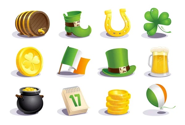 St. Patrick's Day icons and symbols set — Stock Vector