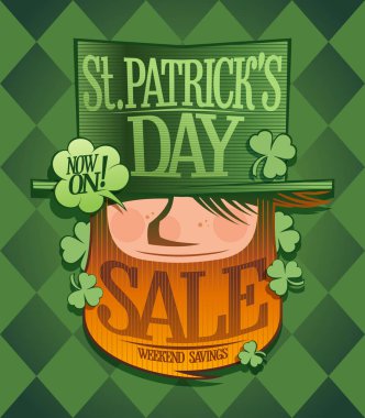 Aziz Patrick günü satışı büyük başlığı, vektör çizim