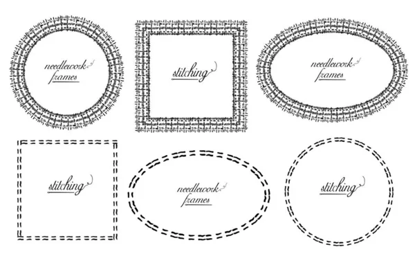 Aiguilles et cadres de style couture — Image vectorielle