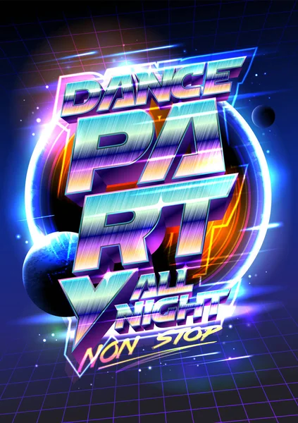 Dance party leták nebo plakát design koncept, 80s let retro styl — Stockový vektor