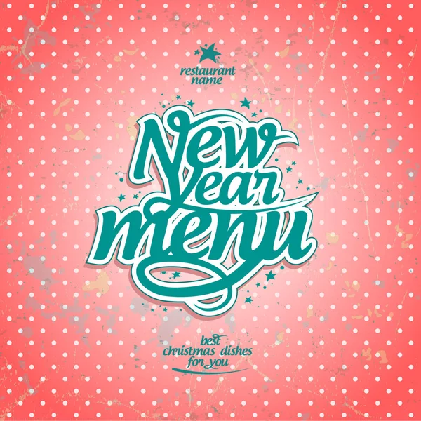 New year menu cover with polka dot backdrop — Stock Vector