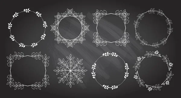 Authentic hand drawn graphic frames set on a chalkboard — Stock Vector