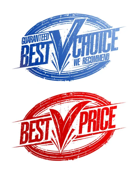 Best choice and best price rubber stamps set — Stock Vector