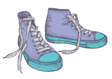 Spor ayakkabılarının grafiksel çizimi, el çizimi