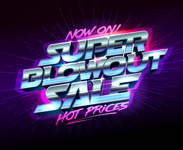Super blowout venta, precios calientes, ahora en, vector de póster — Archivo Imágenes Vectoriales