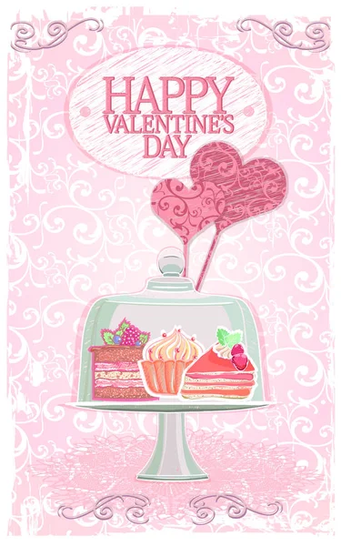 Feliz tarjeta de San Valentín o portada del menú — Vector de stock