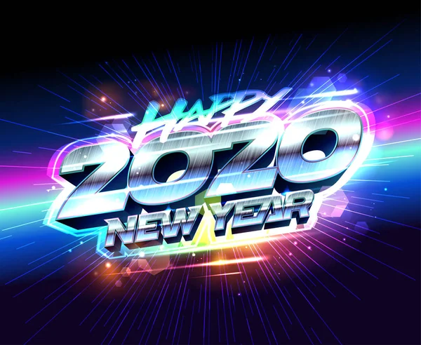 New year poster 2020, vector card — Stock Vector