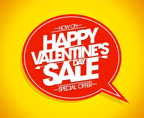 Fröhliche Valentinstag Verkauf Vektor Banner mit Sprechblase, — Stockvektor