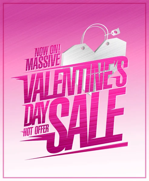 Banner de venda de dia dos namorados maciços, cartaz de oferta quente —  Vetores de Stock