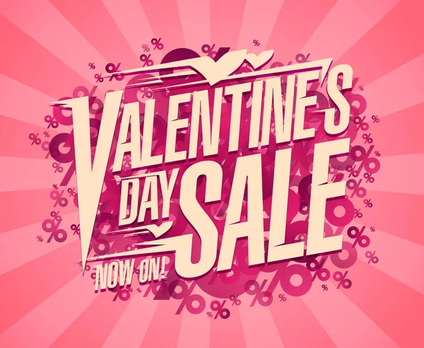 Valentine's day sale banner design, lettering vector illustration — Stock Vector