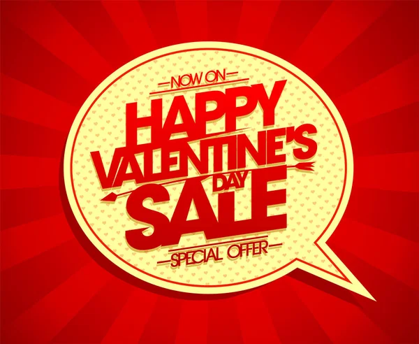 Happy valentine 's day sale vector banner met gouden spraakzeepbel, — Stockvector