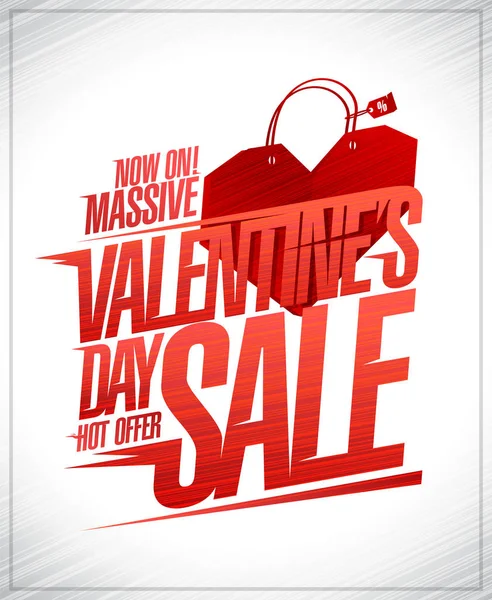 Massive Valentine's day sale banner, hot offer — ストックベクタ