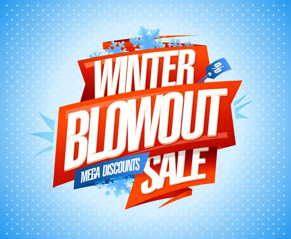 Winter blow-out verkoop, mega kortingen, banner design — Stockvector