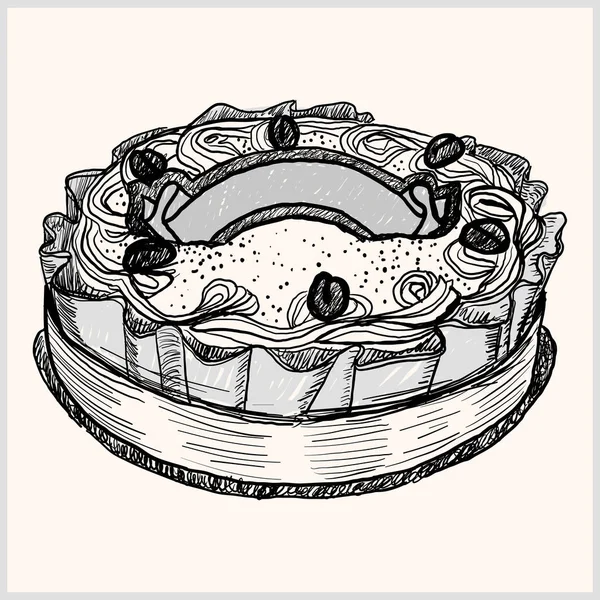 Handgetekende grafische illustratie met taart — Stockvector