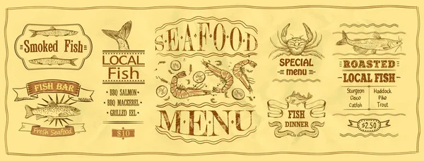 Seafood a rybí menu — Stockový vektor