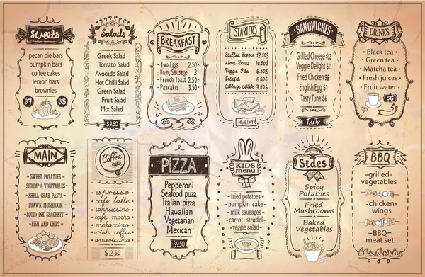 分类菜单列表，复古报纸风格 — 图库矢量图片