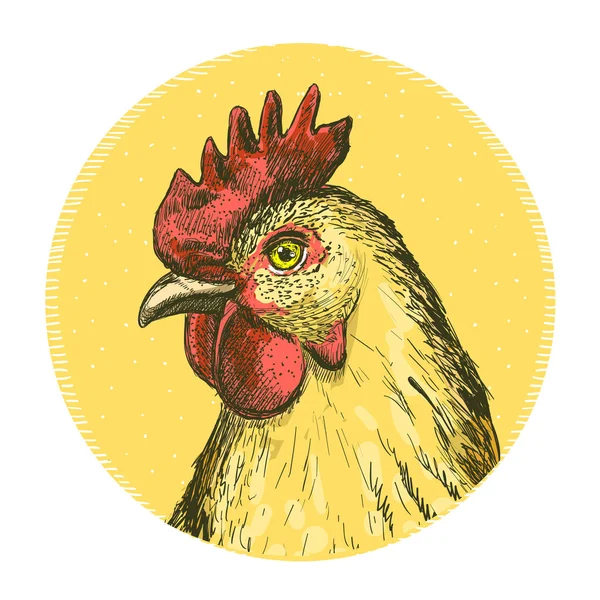 Hen logo design, trade symbol with bird head in circle — Stock vektor