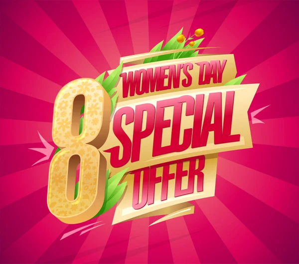 Dia das mulheres banner oferta especial — Vetor de Stock