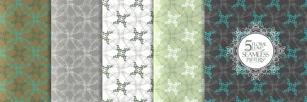 Floral leaves pattern set, vector background — 图库矢量图片