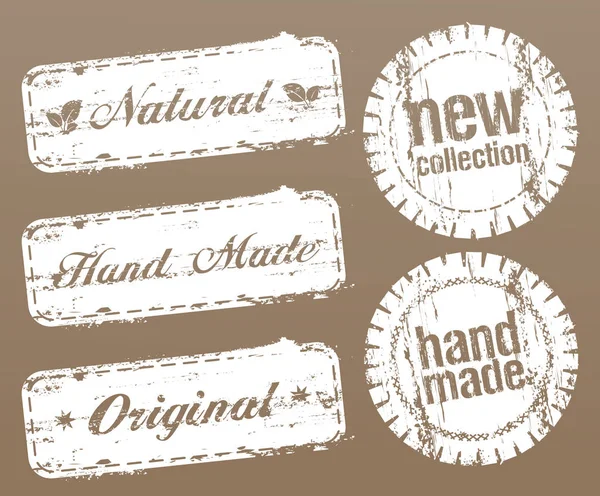 Set di francobolli in stile naturale - fatto a mano, originale, nuova collezione — Vettoriale Stock