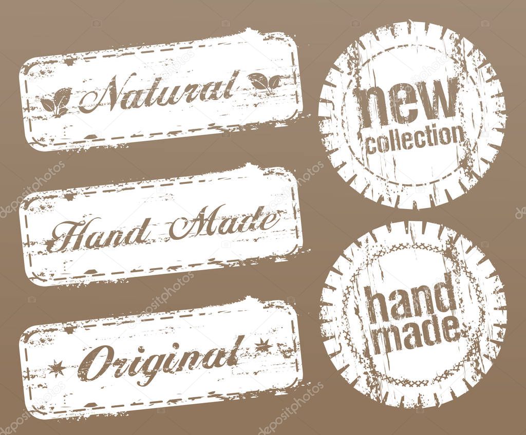 Natural style stamps set - hand made, original, new collection