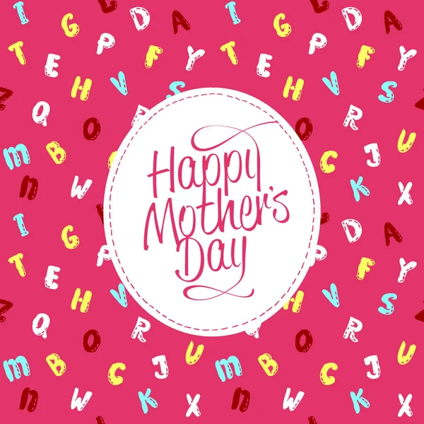 Happy Mother's day card design template, cartoon lettering backdrop — Stock Vector