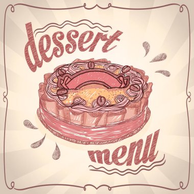 Grafik kek resimli tatlı menü kapağı şablonu