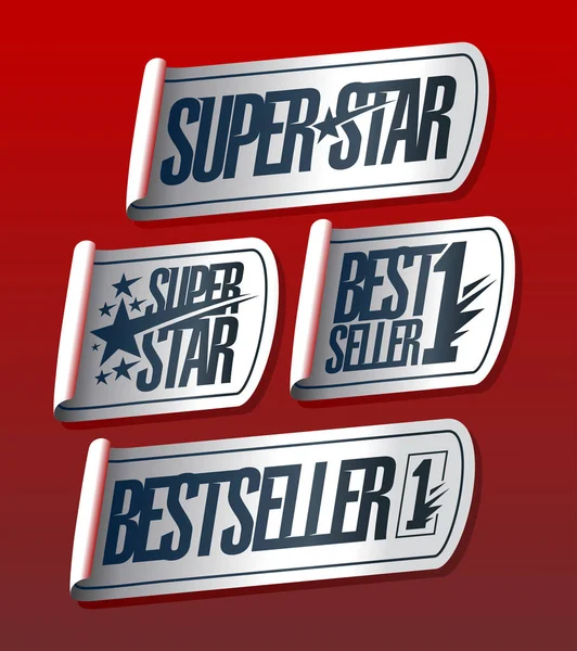 Super Estrella Best Seller Venta Pegatinas Conjunto — Archivo Imágenes Vectoriales