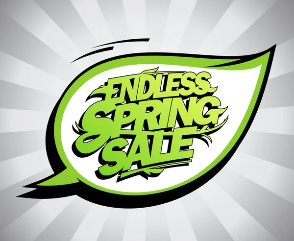 Endless Spring Sale Vector Banner Design Concept Leaf Shaped Speech — Stock Vector