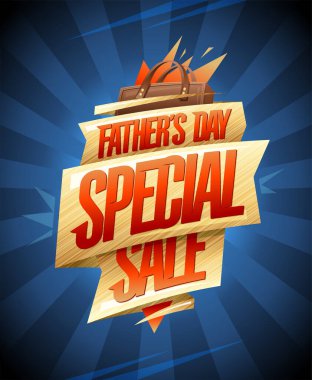 Babalar Günü özel indirimli poster tasarımı. Kurdeleli ve alışveriş çantalı.