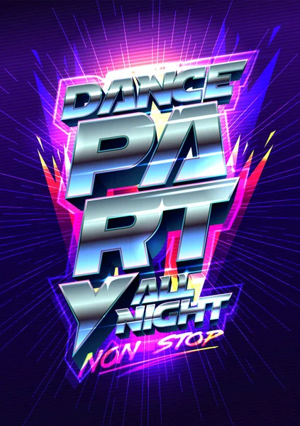 Dance Party Leták Nebo Plakát Design Koncept 80S Let Retro — Stockový vektor