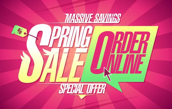 Spring Försäljning Massiva Besparingar Beställa Online Specialerbjudande Vektor Banner Design — Stock vektor