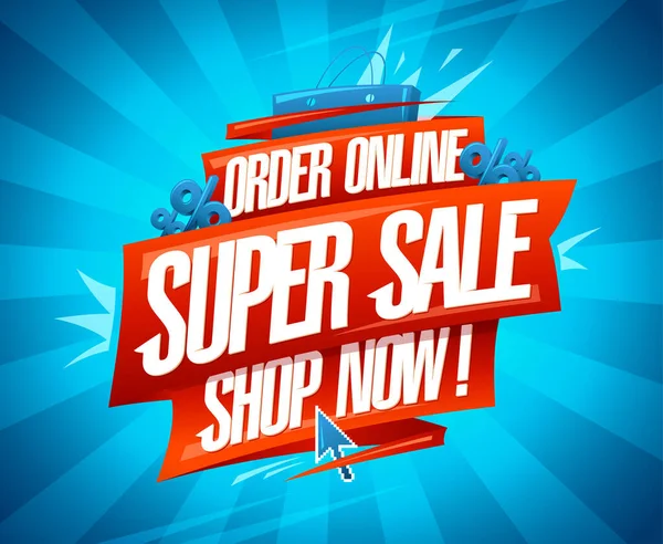 온라인 슈퍼셀 Super Sale 주문하 쇼핑용 인지도 포스터 디자인 — 스톡 벡터