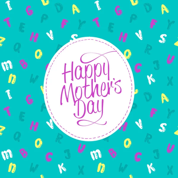 带字母背景和矢量插图的快乐母亲节贺卡 — 图库矢量图片