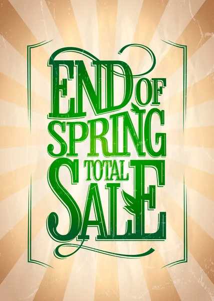 End Spring Total Sale Vector Poster Design Rays Paper Backdrop — Stock Vector
