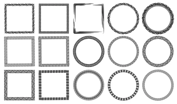 本物の黒と白の手描きのグラフィックフレームコレクション装飾された動物のプリント 古代の図面 — ストックベクタ