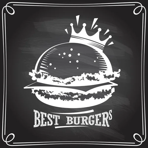 Beste Hamburgers Groot Koninklijk Hamburgersymbool Een Schoolbord — Stockvector