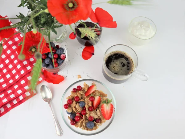 Colazione sana con spazio di testo vista dall'alto Foto Stock Royalty Free