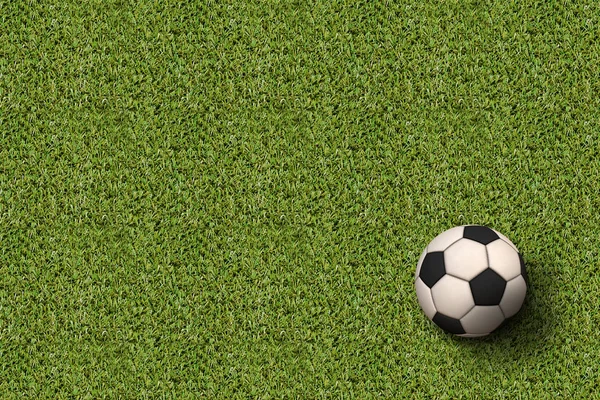 Fotbalový míč na zelené louce. — Stock fotografie